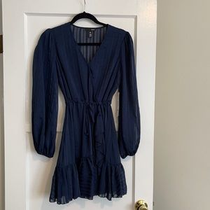 Aqua navy blue ruffle dress